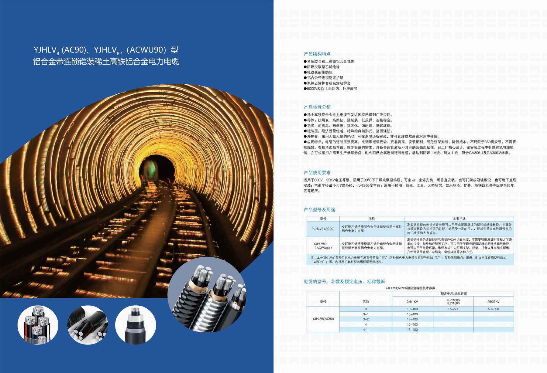 YJHV8(AC90)、YJHLV82(ACWU90)型鋁合金帶連鎖鎧裝稀土高鐵鋁合金電力電纜3.jpg